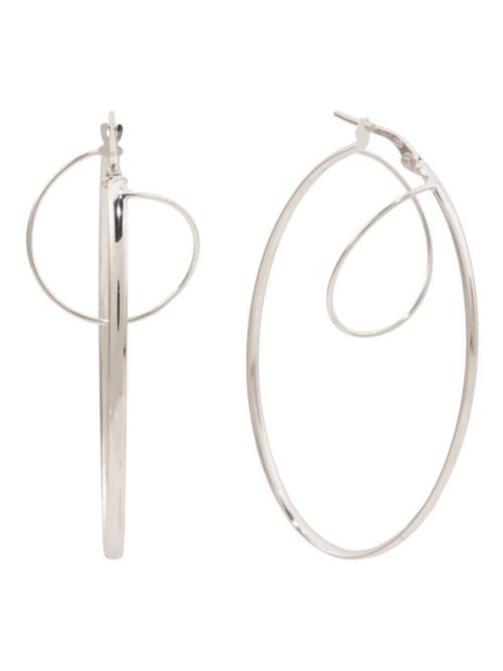 MILOR SILVER Made In Italy Sterling Silver V Shape Round Hoop Earrings